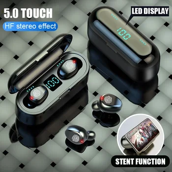F9 TWS Bluetooth 5.0 căști wireless Touch Control Cap set Stereo sport Cască Display LED de Jocuri de noroc apa de gura Cu Microfon