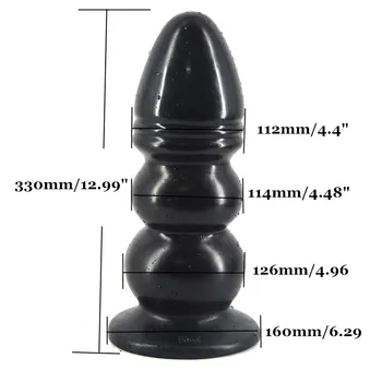 FAAK 4.96 centimetru grosime Super mare Anal Plug Negru Anus Masaj Erotic jucarii Sexuale Cur Dop Forma de Turn gigant anal dildo butt plug
