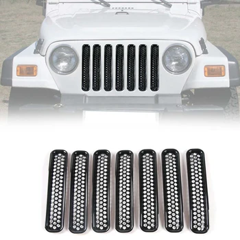 Fagure cu Ochiuri grila Fata Insertii Kit pentru 1997-2006 Jeep Wrangler TJ & Unlimited - (7PCS)