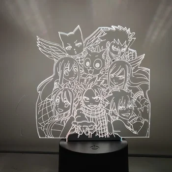 Fairy Tail Figura de Acțiune 3D LED Schimbarea de Optică Lumini de Noapte Anime Fairy Tail Natsu, Lucy Iluminat 3D Model Jucării