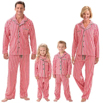 Familia Crăciun Pijama Set Pentru Adulți Femei Bărbați Copii Dungă Pijamale Pijamale 2018 New Sosire Toamna Familie Meci Pijama Set