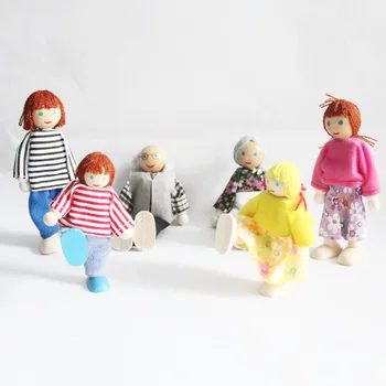 Familia Papusa 6 Gura 7 Gura de Lemn Juca Familie Papusa Puzzle Jucărie Copil Comun Oamenii cu Mini Mobilier De Joacă pentru Copii, Cadouri