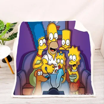 Familia Simpsons Fleece Pătură 3D full tipărite Portabil Pătură Adulți/copii Fleece Pătură picătură shippng stil-2