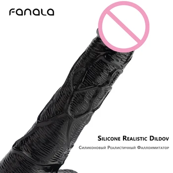 FanaLa 2 Dimensiune Silicon Negru Reale Vibrator pentru Femei Jucării Sexuale Non Vibrator Vibratoare Cuplu de Lesbiene sex Anal Plug Penis ventuza G-Spot