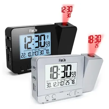 Fanju FJ3531 Proiectie Ceas cu Alarmă Digital Data Funcția Snooze Iluminare din spate Rotativ serviciu de Trezire Proiector Multifuncțional Ceas cu Led-uri
