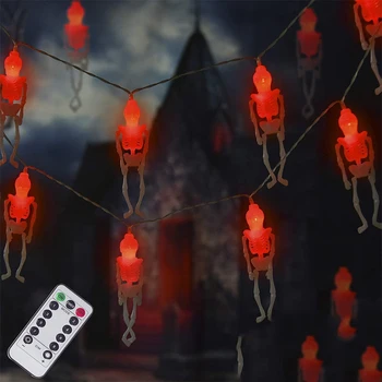 Fantoma Schelet Lumini de Halloween Șir de Lumini, 2 Pack 20LED Halloween Decor pentru Grădină în aer liber /Interioară/Petrecere