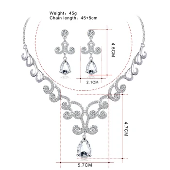 FARLENA Placat cu Argint Rafinat viță-de-vie Coroana colier Cercei Set pentru Mireasa de Moda de Cristal Pietre de Nunta seturi de Bijuterii