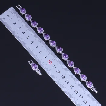 Fascinant Pere Violet Cubic Zirconia Placat cu Argint Link-ul Lanț Brățară 18cm 20cm V0042