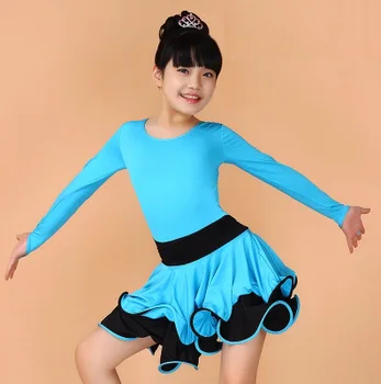 Fata De Copii Standard, Latino-Americane Concurs De Dans Rochii De Bal Tango Fuste Copii Mâneci Lungi Saia Sociale De Îmbrăcăminte