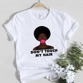 Fata negru Magic tricou Femei din Bumbac Topuri Melanina Poppin tricou Estetice Africane Bucle Femeie Dragoste Grafic Femeie T-shirt