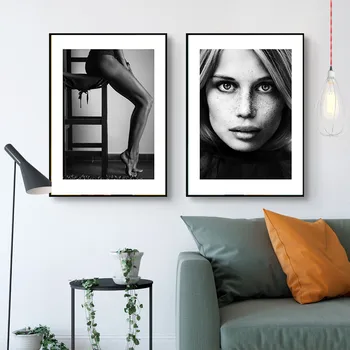 Fata Sexy Citate Nordic Poster Moderne, Simple Tablouri Canvas Arta Print Imagini De Perete Pentru Camera De Zi Alb-Negru Neînrămate