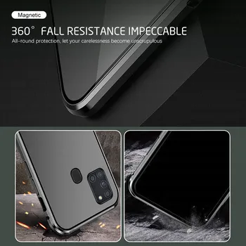 Fata+Spate Tempered Glass Caz Flip pentru Samsung Galaxy A10s A11 A20s A21s a217f A30s A31 A41 A50s A51 A70 A71 Acoperire Magnetică