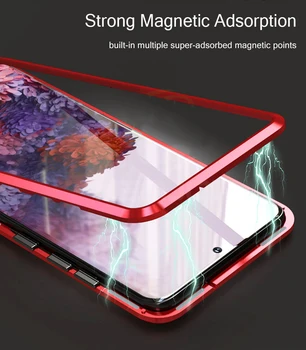Fata + Spate Tempered Glass Caz Pentru Xiaomi Redmi Notă 9s Caz de Metal Magnetic de Adsorbție Acoperire Pentru Xiaomi Redmi Nota 9 Pro Max