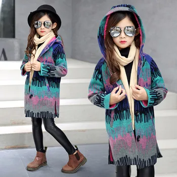 Fata Straturi 2018 Moda Noua de Toamna si Iarna Copii cu Gluga Haina calduroasa pentru Adolescente Îmbrăcăminte îmbrăcăminte pentru Copii 5-12 Ani