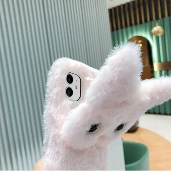 Fata Telefonului Exclusiv Sac de Pluș Pisica cu Blană Pufos Caz Silicon Pentru Xiaomi Mi 10 Pro Ultra Tineret Lite Zoom 5G Iarna Cald Capac