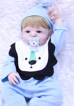 Fată băiat papusa reborn 22inch corp plin de silicon renăscut copii pentru copilul bebe cadou renăscut bonecas jucarii blonde peruca de păr baie jucărie