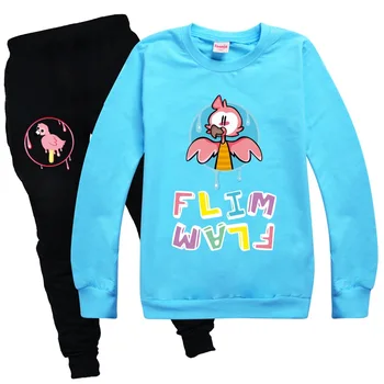 Fată Copilul Haine De Toamna 2020 Fete Boutique Tinutele Gât Rotund Pulover + Pantaloni Casual Din Bumbac Flamingo Flim Flam Baieti Tricou Set