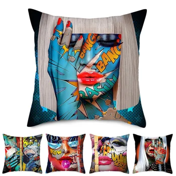 Fată de moda Perne, fețe de Pernă Decorative Abstracte POP Art Canapea Pernă pentru Camera de zi Dormitor Canapea Pernă Acoperă