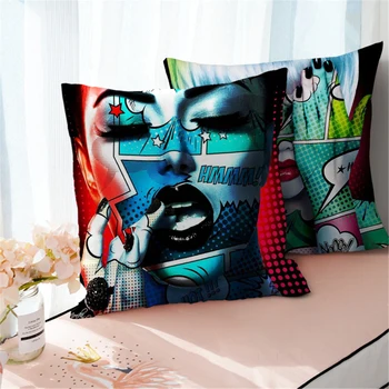 Fată de moda Perne, fețe de Pernă Decorative Abstracte POP Art Canapea Pernă pentru Camera de zi Dormitor Canapea Pernă Acoperă