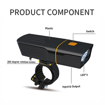 Față de Ghidon Far Bicicleta Lumina T6 LED-uri USB Lumina Bicicleta Reîncărcabilă Kit Power Bank cu Funcția USB Lampă Spate