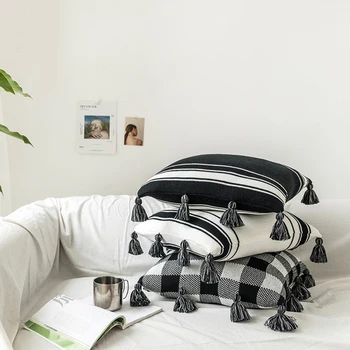 Față de pernă Moale Confortabil Geometrice față de Pernă Ciucuri Țesute Pernă Acoperă Nordic Home Decor pentru Camera de zi Dormitor Canapea
