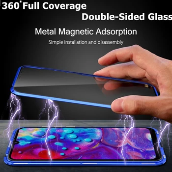 Față-Verso de Sticla Magnetic Caz pentru Samsung A51 A71 A81 A91 A10S A20S A90 A70 A50 A20 A30 A10 S A80 M20 M30 Metal Bara de protecție