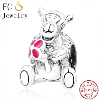 FC Bijuterii se Potrivesc de Brand Original, Bratara Argint 925 Maimuță Om Cu Floare Roz Șirag de mărgele Pentru a Face Femeile Valentine Berloque 2020