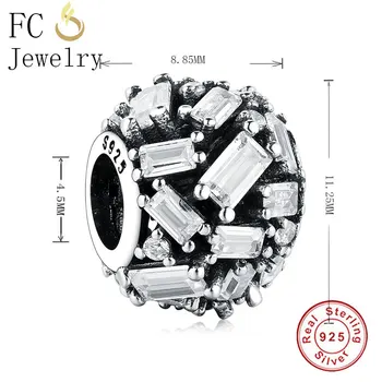 FC Bijuterii se Potrivesc de Brand Original Farmecul Brățară Argint 925 Pătrat Cubic Piatra Interconectate Margele Pentru a Face Berloque
