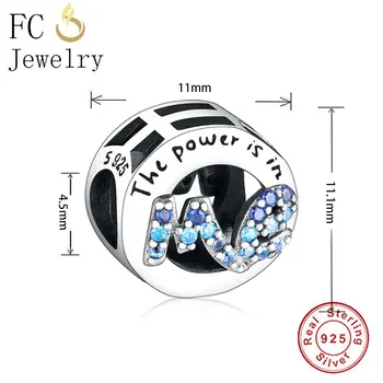 FC Bijuterii se Potrivesc Original de Brand Farmec Autentic Brățară Argint 925 Puterea Este în Mine Zirconia Albastru Șirag de mărgele Face Berloque 2020
