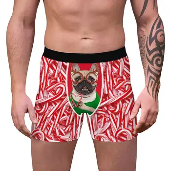 FCCEXIO Bărbați de Crăciun Imprimare Lenjerie intima Barbati Boxeri de Bumbac boxeri Chiloti Brand de Îmbrăcăminte Boxer U Convex Husă Cadou de Crăciun