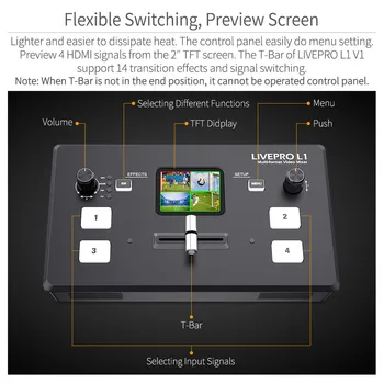 Feelworld Live Streaming Switcher Livepro L1 V1 Mixer Video HDMI Multi-Format Studio de Înregistrare Modul de Previzualizare Pentru aparat Foto DSLR Youtube