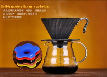 FeiC 1 buc 3 culori din oțel Inoxidabil de cafea dripper cu Comestibile clasa gel de siliciu cana cu titularul V60 stil 1-2cani pentru barista