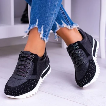 Femei Adidași 2020 Moda Snake Print Casual Pantofi Doamnelor Ourdoor Pantofi Sport Stralucire De Cristal Platforma De Sex Feminin Vulcanizat Pantofi