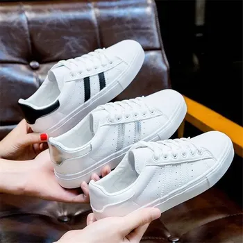 Femei Adidași 2020 Pantofi de Moda pentru Femei Vulcaniza Pantofi de Primăvară Nouă Casual Clasic de Culoare Solidă PU Piele Pantofi Alb