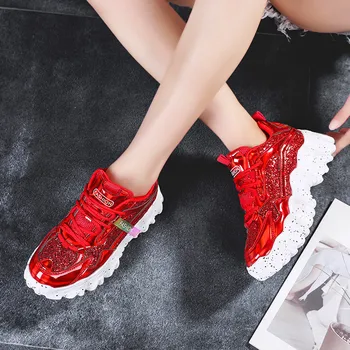 Femei Adidași 2020 Toamna Noua Casual Plat Doamnelor Vulcanizat Pantofi Dantela-Up Sport în aer liber, care Rulează pernă de Aer de sex feminin cu paiete, pantofi