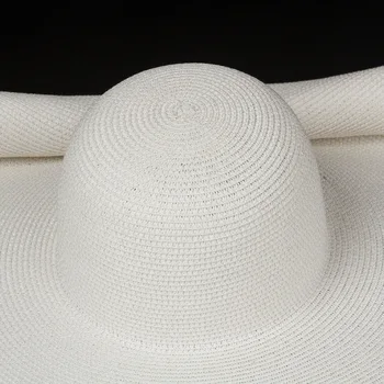 Femei Albe Soare, Pălărie de Paie Negre Supradimensionate Margine Largă Pălărie de Vară Pliabila Roll-up Floppy Palarii de Plaja Capac Packable pentru Călătorie