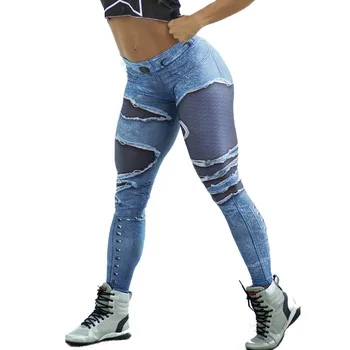 Femei Blugi de Imprimare Jambiere Sportive de Antrenament Leggins 3D Antrenament de Fitness Elastic Femei Îmbrăcăminte de Fitness Leggins
