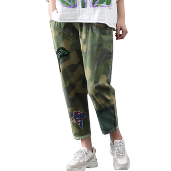 Femei Blugi Denim Pantaloni Pantaloni Mare Libertate Mare Supradimensionat Largi Joggeri Prietenul Armata Verde Camuflaj Militar Casual A09081107