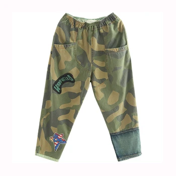 Femei Blugi Denim Pantaloni Pantaloni Mare Libertate Mare Supradimensionat Largi Joggeri Prietenul Armata Verde Camuflaj Militar Casual A09081107