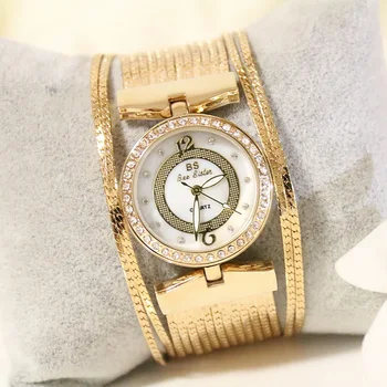 Femei Brand de Ceasuri de Lux Cristal de Aur Doamnelor Cuarț Ceasuri de mana din Aliaj de Oțel Brățară ceas Relogio Feminino Relojes ZDJ14