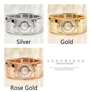 Femei Brand de Ceasuri de Lux Cristal de Aur Doamnelor Cuarț Ceasuri de mana din Aliaj de Oțel Brățară ceas Relogio Feminino Relojes ZDJ14