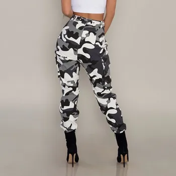 Femei Camo Cargo Pantaloni pentru femei Talie Mare Casual pantaloni de Camuflaj Militar Tactic Pantaloni hip hop de înaltă calitate, joggeri pant#0827