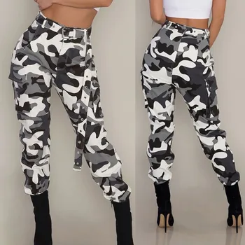 Femei Camo Cargo Pantaloni pentru femei Talie Mare Casual pantaloni de Camuflaj Militar Tactic Pantaloni hip hop de înaltă calitate, joggeri pant#0827