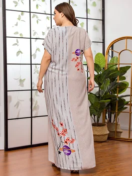 Femei Casual Elegant Etnice Boho Dress V Gâtului Maneca Scurta Imprimate Florale Maxi Rochie Lunga, Plus Dimensiunii Vară Liber Abaya Caftan