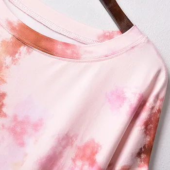 Femei Casual Pierde O Gât Tricoul Hanorace de Toamna cu Maneca Lunga Pulover de Topuri 2020 Iarnă Tie-dye Print Streetwear Harajuku
