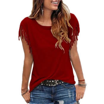 Femei Ciucure de Bumbac Casual T-shirt fără Mâneci Culoare Solidă Tricouri Maneca Scurta O-gât de Îmbrăcăminte pentru Femei t shirt