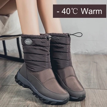 Femei cizme de iarna 2020 femei cizme de zăpadă platformă groasă de blană, cizme calde non-alunecare rezistent la apa, pantofi de iarna cu anti-alunecare catarama