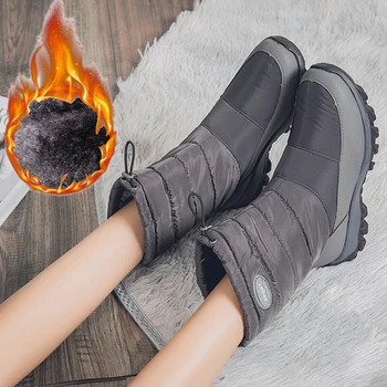 Femei cizme de iarna 2020 femei cizme de zăpadă platformă groasă de blană, cizme calde non-alunecare rezistent la apa, pantofi de iarna cu anti-alunecare catarama