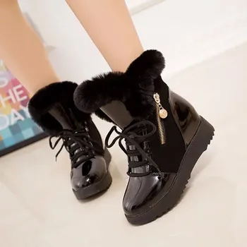 Femei Cizme platforma Pantofi de Iarna pentru Femei Cizme de Zăpadă Platforma Ține de Cald Glezna Cizme de Iarna Cu Blana Groasă Tocuri Botas Mujer