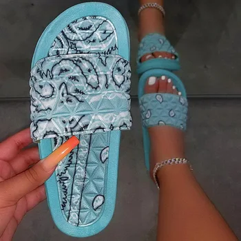 Femei Confortabil Bandană Slip-On Papuci de casă Slide Interioară în aer liber, Flip-flops Pantofi de Plaja Vara Toe Flip Flops Non-Alunecare de Încălțăminte
